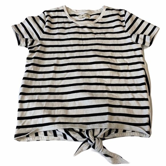 Madewell Verse Striped Tie Back Short Sleeve Top - Picture 2 of 5